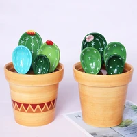cute ceramic spoon rice cactus scale spoon creative baking measuring spoon household spoon kitchen gadgets with base 2022