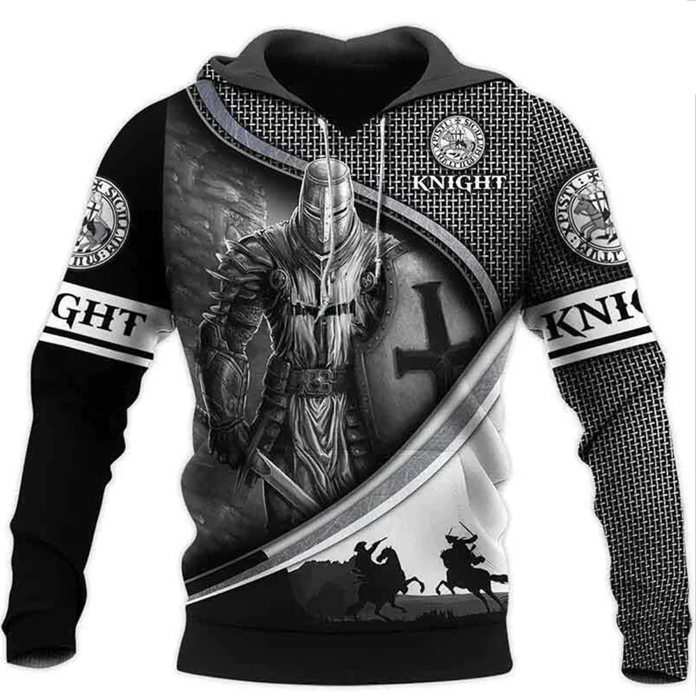 

New Autumn Fashion Men's Hoodie Templar Knight 3D Printed Hooded Sweatshirt Unisex Harajuku Street Leisure Sports Hoodie Top