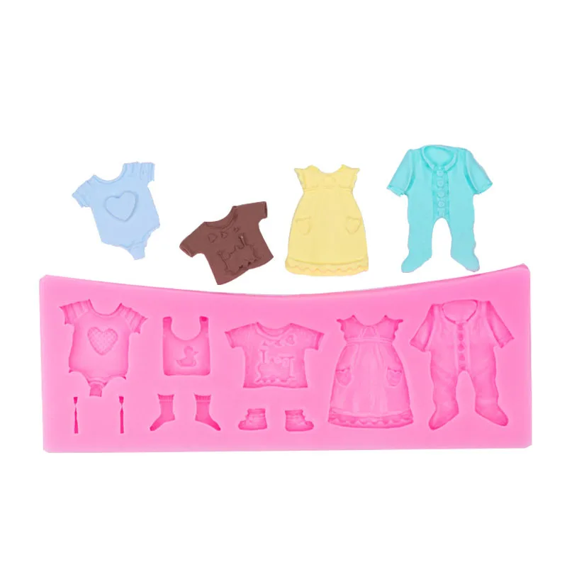 

Baby Clothes Shoes Shower Fondant 3D Silicone Mold DIY Chocolate Sugar Craft Cake Moulds Baking Cooking Tool Bakeware Decorating