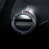 car styling real carbon fiber interior engine start stop push button ignition key ring cover trim for bmw 5 series e60 e61 04 10
