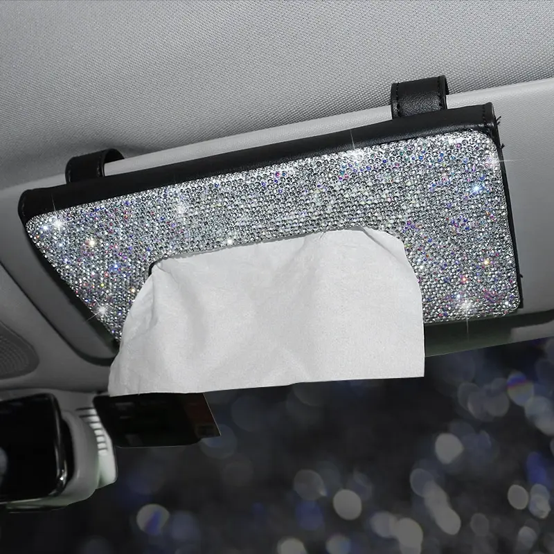 

1 Pcs Crystal Car Tissue Box Towel Sets Car Accessories Car Sun Visor Tissue Box Holder Auto Interior Storage Decoration