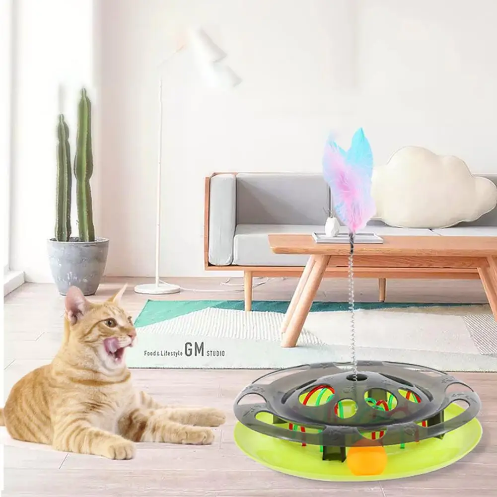 

Funny Cat Toys for Indoor Cats Interactive Kitten Toys Roller Tracks with Catnip Spring Pet Toy with Exercise Balls Teaser Mouse