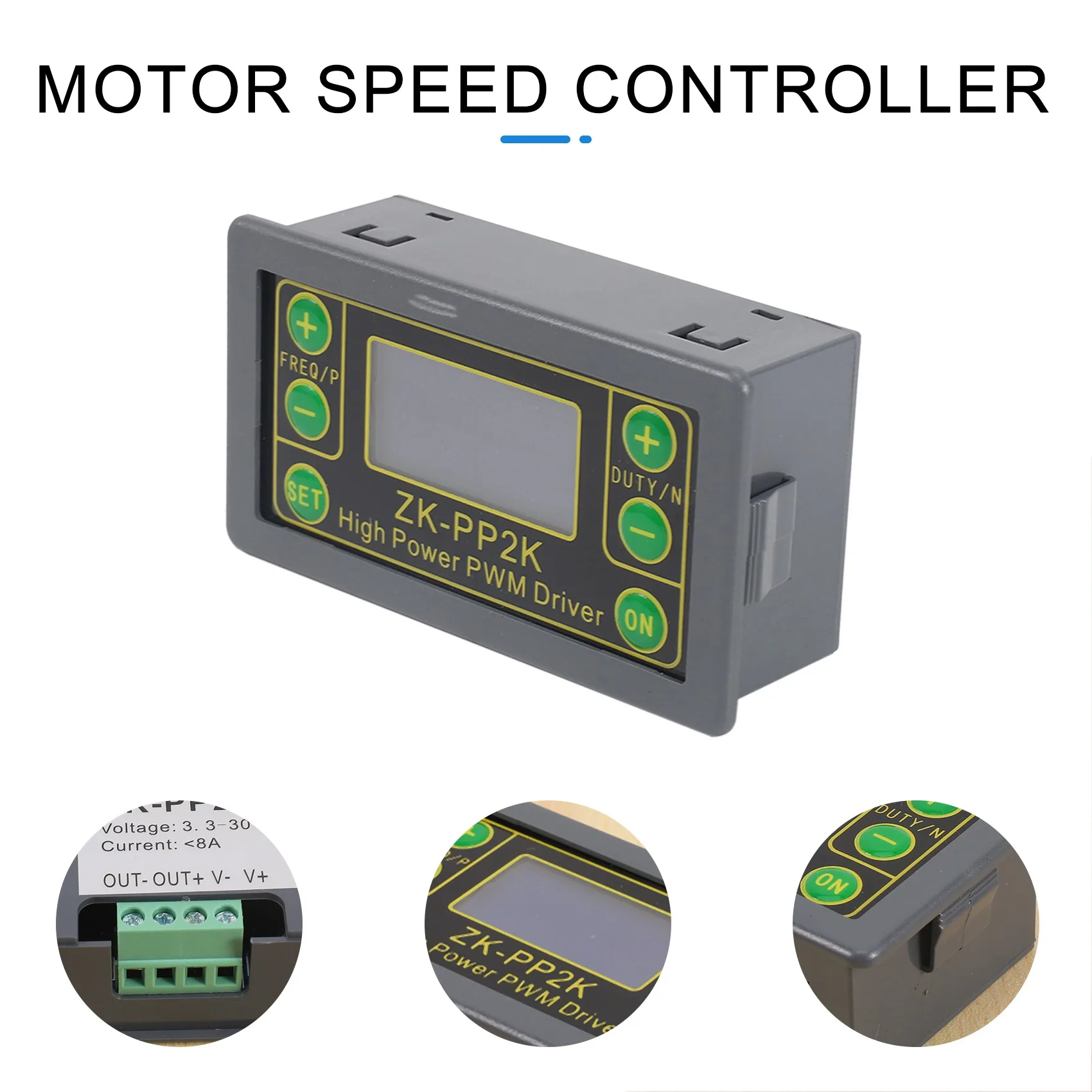 ZK-PP2K PWM DC 3 3-30V 12V 24V регулятор скорости двигателя 8A 150W регулируемый светодиодный