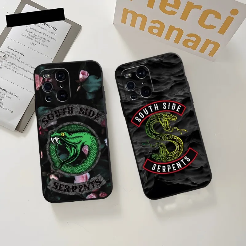 

TV Riverdale Southside Serpent Phone Case For OPPO Find X3Pro X5Pro X3Neo RENO6 7 ProPlus A16 A54 A57 K9 A72 A74 A93 A94 Black