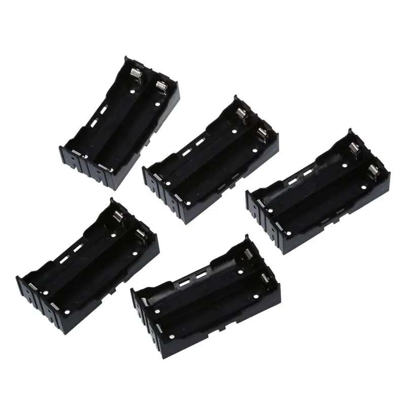 

5 Pcs Black Plastic 2 X 3.7V 18650 Batteries 4 Pin Battery Holder Case