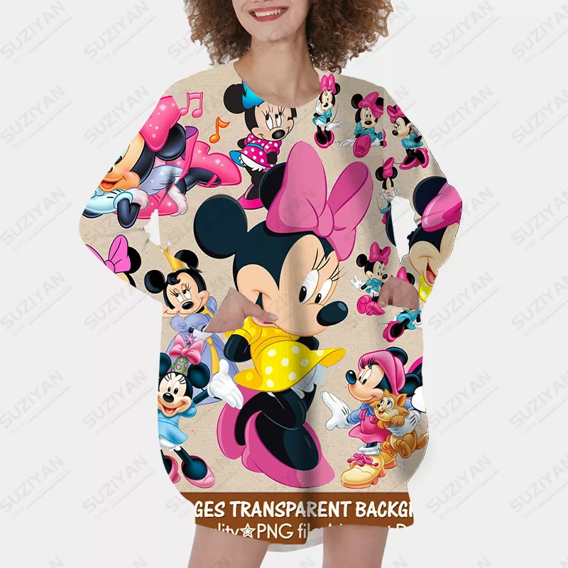 

Loose long-sleeved autumn O-neck long-sleeved sweater 2022 autumn Disney Mickey Mouse print sweater