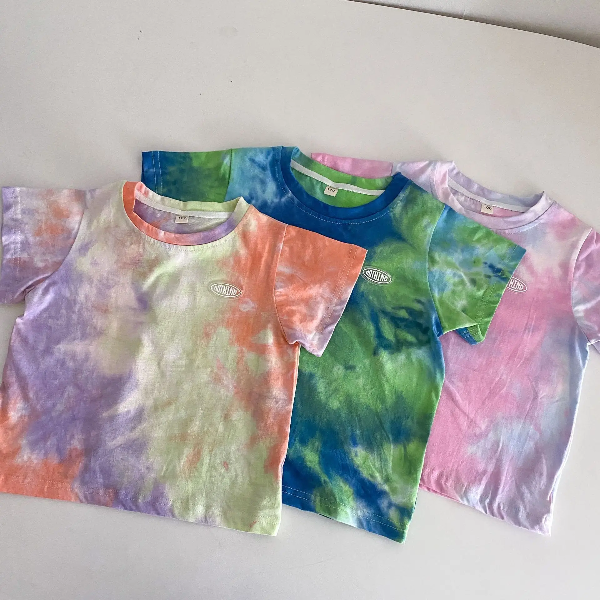 2022 New Fashion Casual Cotton Tie Dye Printing Children's T-Shirt Bottoming Shirt Boys Clothes Girls Clothes Baby Girls T-Shirt