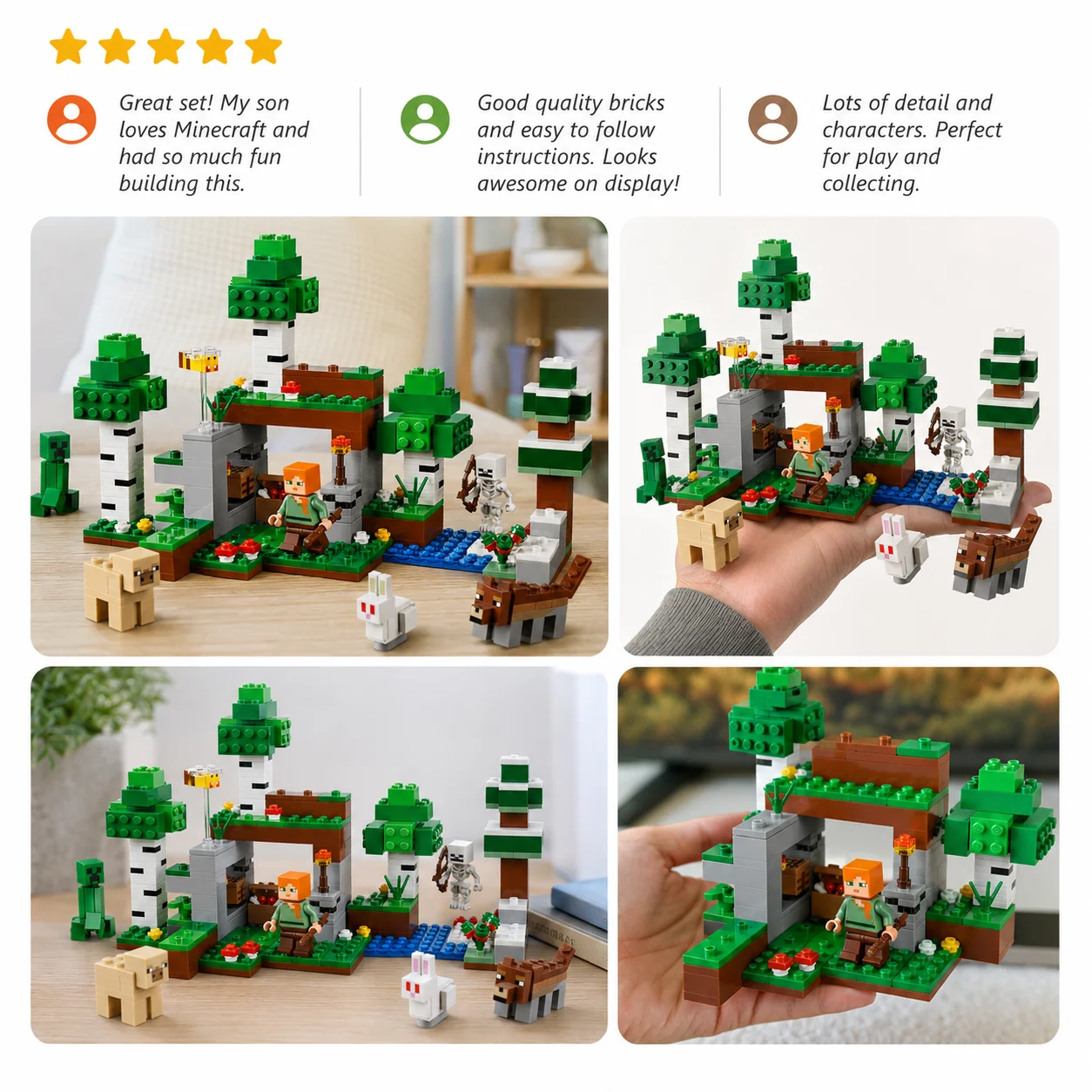 Игровой набор LEGO Minecraft: Приключение в первый разряд, включающий фигурки Алекс, Скелета и Крипера ™ Вудс Волф, Колд Пиг, Албино Кролик, А Би, 301 деталь, 21593 (art.: 3920db220d672) - 3920db220d672
