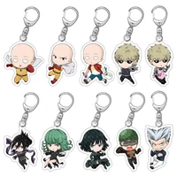 one punch man keychain 10pcslot acrylic cartoon keyring accessories anime key chain vol 1