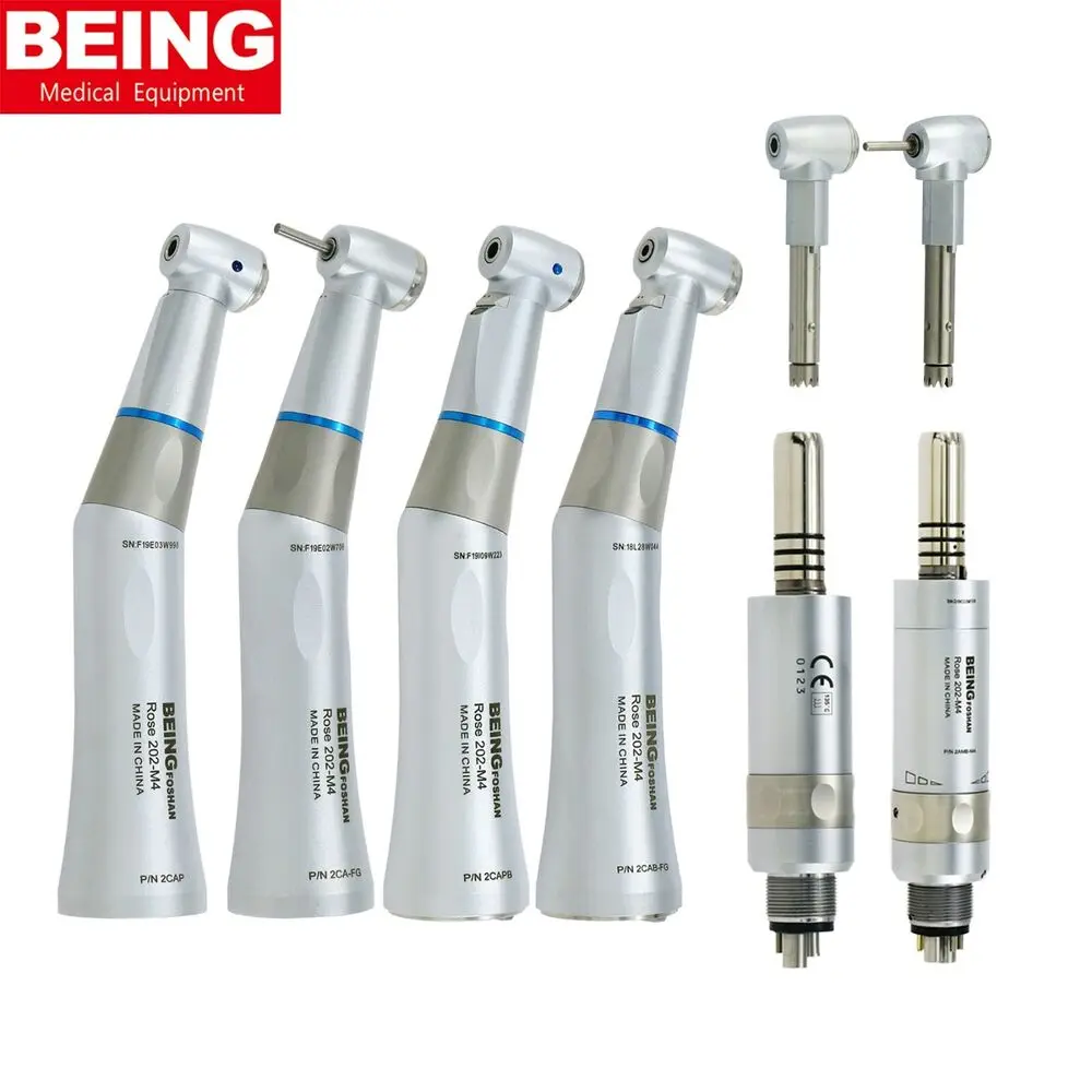 

BEING Dental Fiber Optic Low Speed Contra Angle Handpiece Inner Water 4Hole Air Motor 6Hole LED Air Motor fit Kavo NSK E Type
