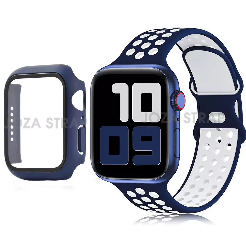 Case+Strap For Apple Watch band 44mm 45mm 38mm 42mm 41mm Silicone watchband  suit bracelet for iWatch series 3 4 5 6 se 7 band