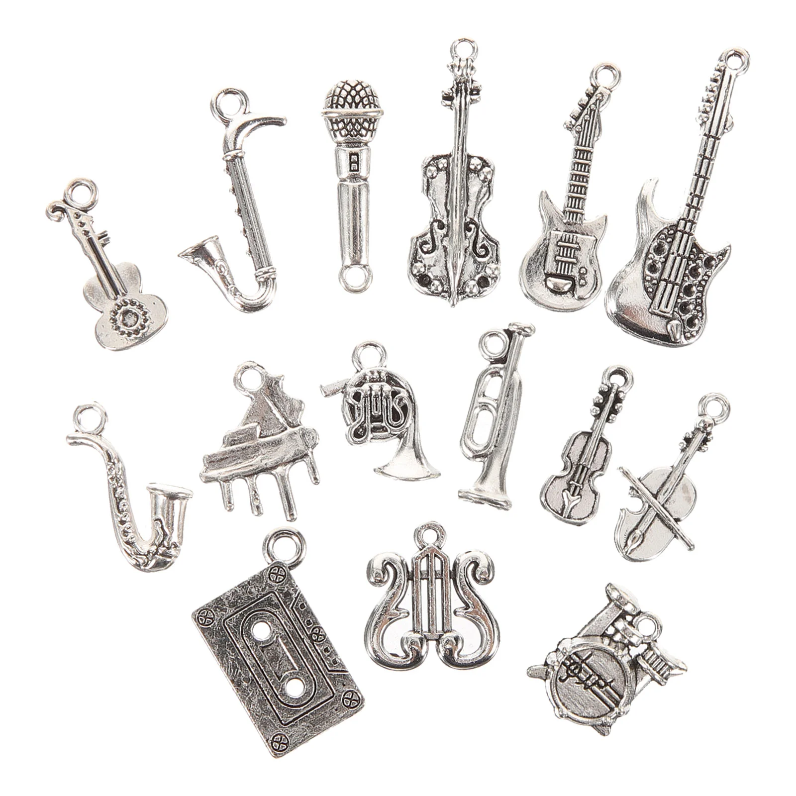 

15pcs Instrument Pendants Charms Musical Pendants Jewelry Making Material(Mixed Style)