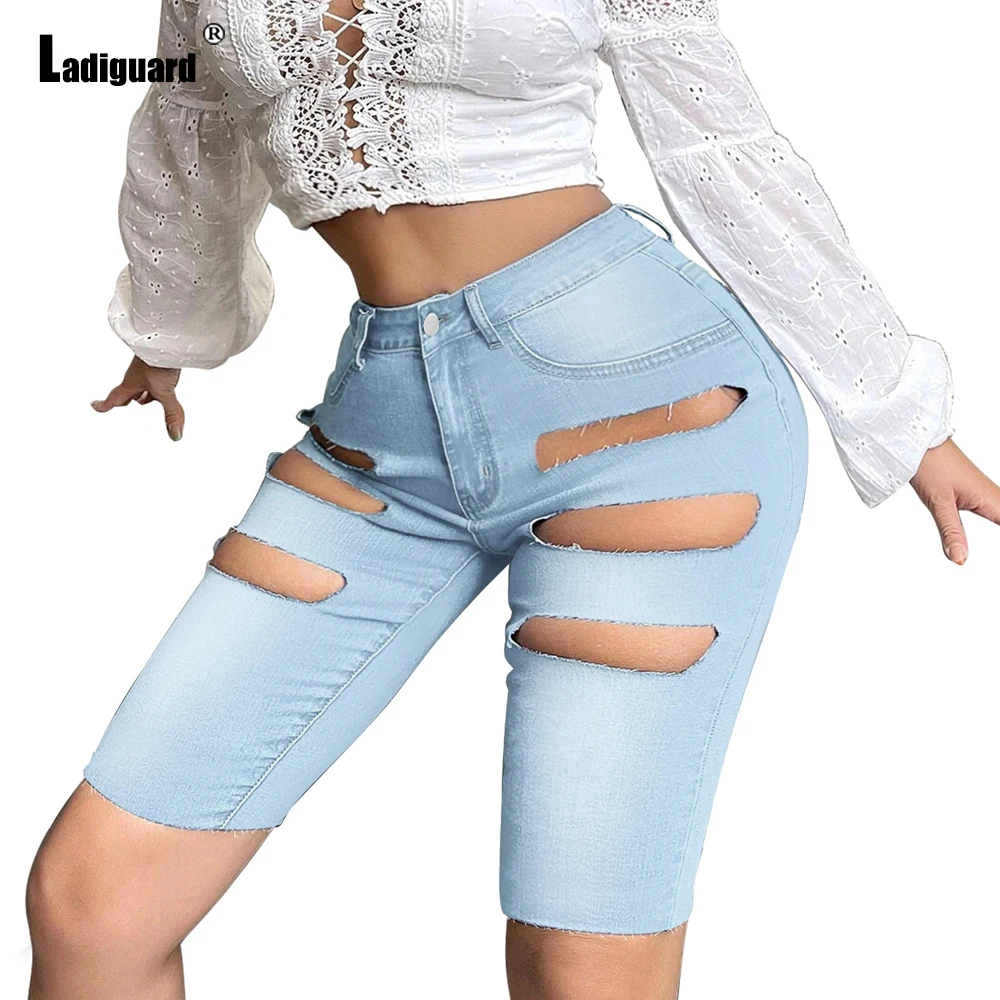 2022 Sexy denim shorts Plus Size 3XL Women Fashion Hole Ripped Short Jean Streetwear High Waist Panties Ladies Vintage hotpants