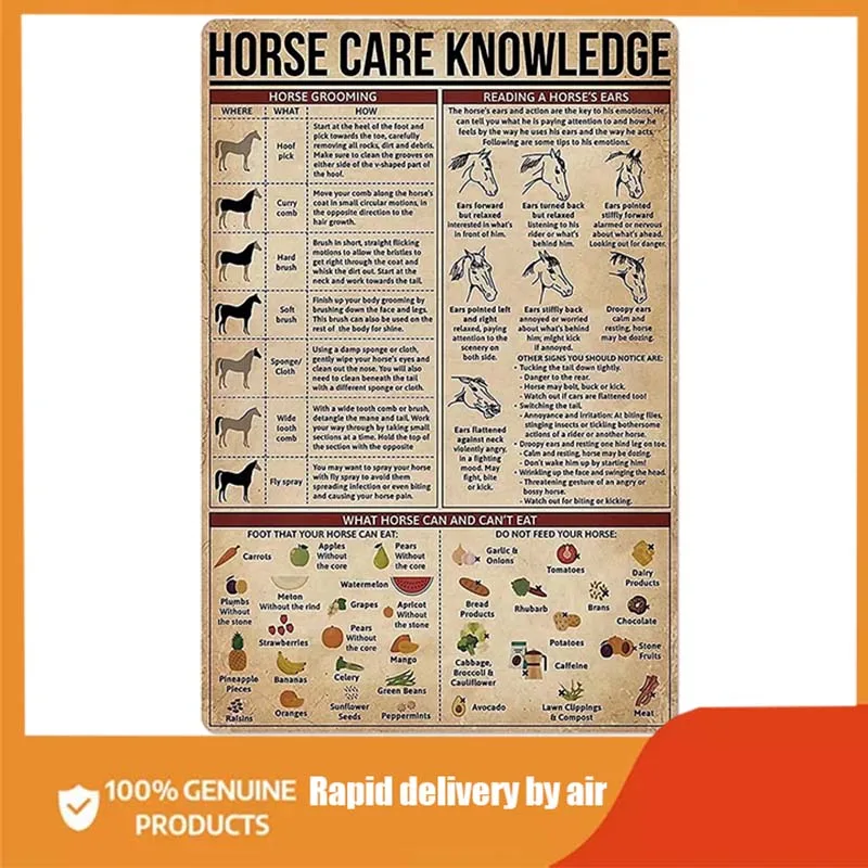 

Знания о уходе за лошадьми, металлический жестяной знак, что лошадь может и не может есть, подходит для дома, гаража, бара, искусственная ферм...