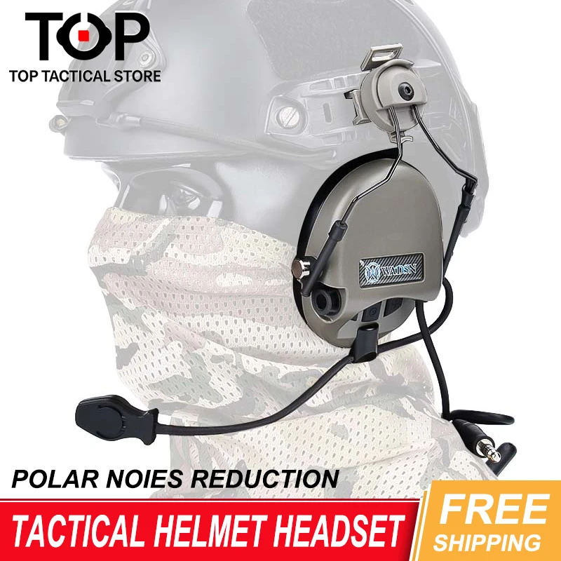 

WADSN Softair Tactical Helmets Headset Polar Noise Reduction Headphone U94 PTT Kenwood Shooting Earphone Fit 20mm Picatinny Rail