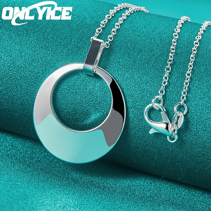 

Noble 925 Sterling Silver Hollow Round Pendant Necklace 16-30 Inch Chain For Women Fashion Wedding Jewelry Party Holiday Gifts