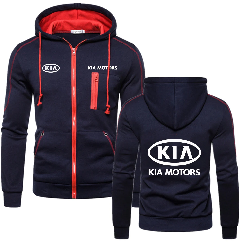 

2022 Spring Autumn Kia Motors Car Logo Zipper Clothing Jackets Men Cotton Sweatshirt Hoody Male Fleece Sportwear Hoodies
