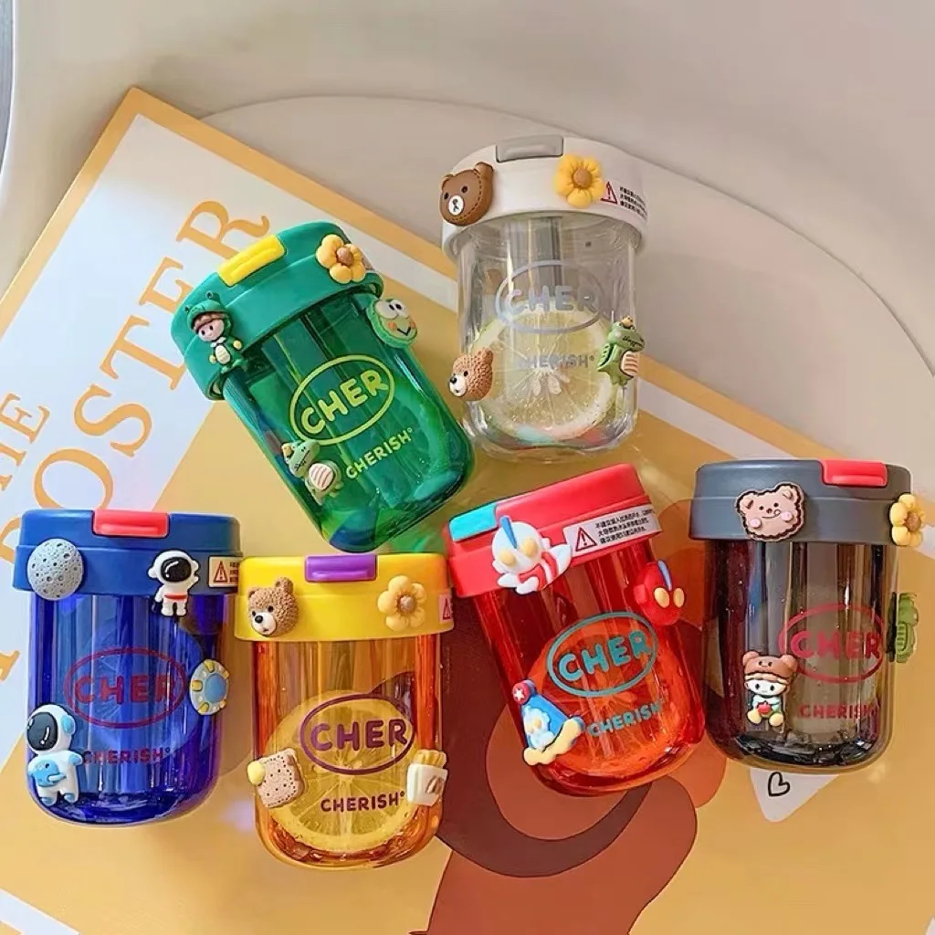 

New Mini Ton Cup Children's Student Male Female Plastic Cup Portable Straw Cup High Beauty Double Drink Portable Cup