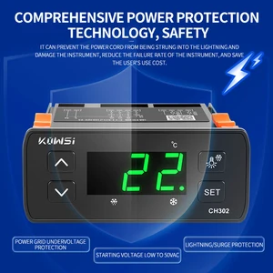 Цифровой регулятор температуры KWS-CH302, термостат, фоторегулятор 60/50 Гц с двойным датчиком температуры