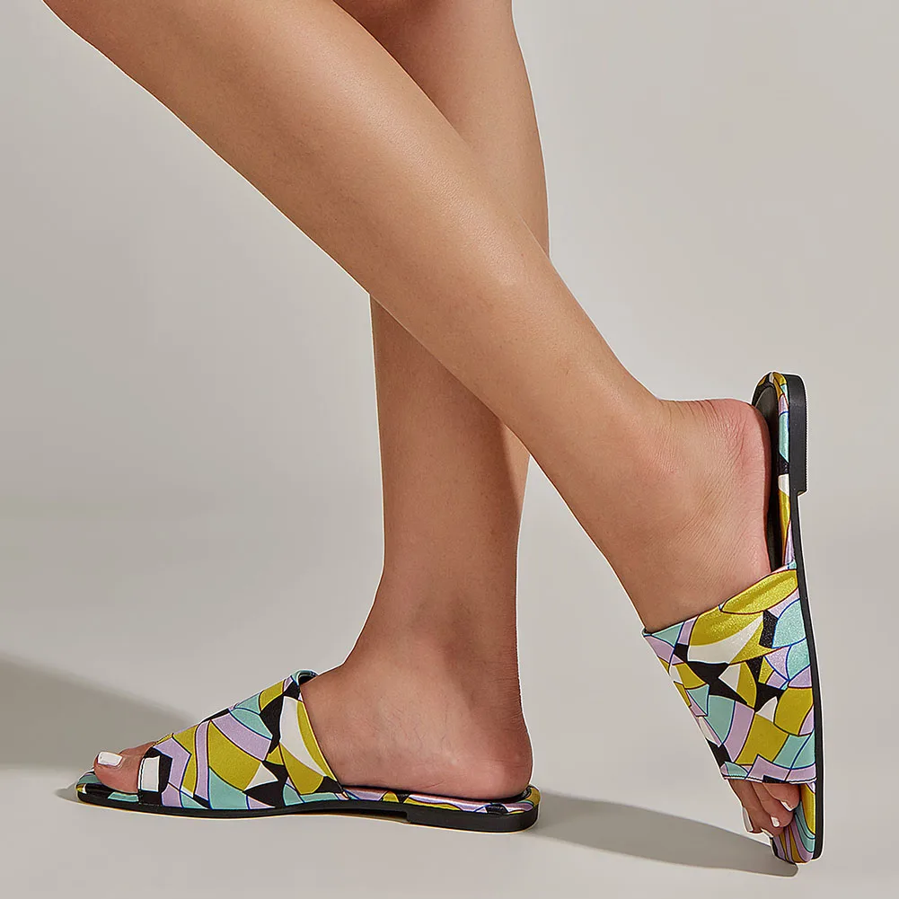 Brand New INS Hot Ladies Flat Summer Slides Fashion Mixed Colors Print women's Slippers 2023 Casual Light Comfy Woman Shoes