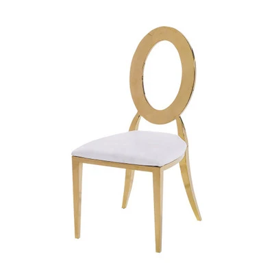 

Most popular modern style PU leather meather cushion metal dining chair with round backrest comfortable stool for best price