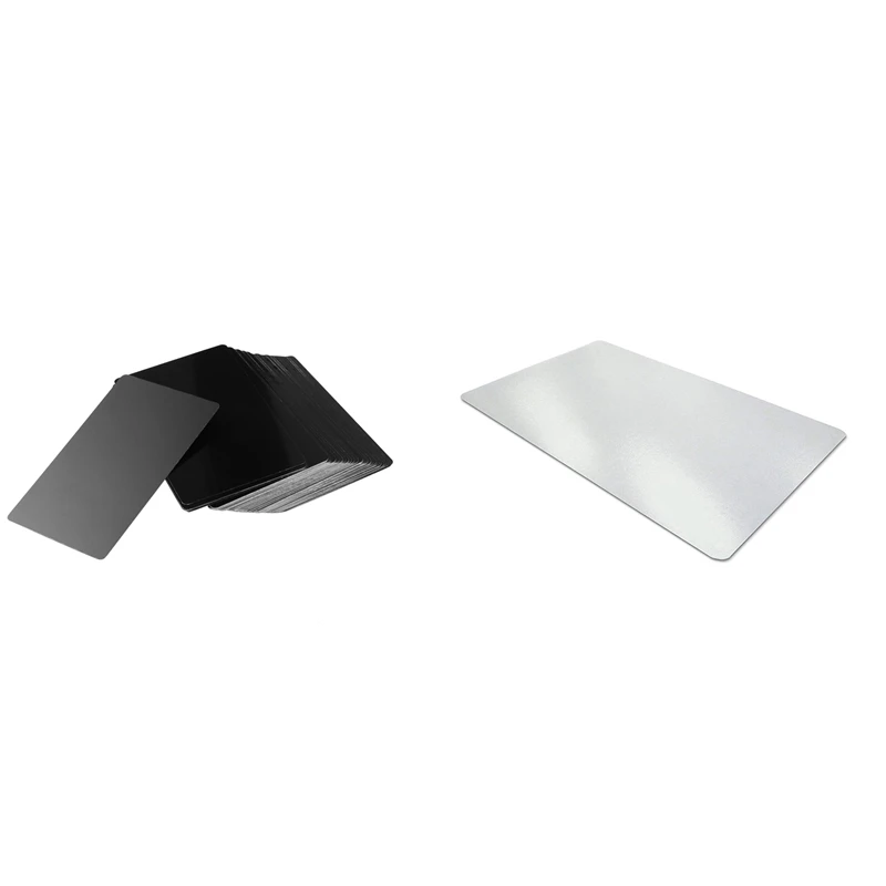 

100Pcs Black Aluminum Alloy Card Engraving Metal Card & 1X Clear Desk Pad, 35.5 Inch X 17.7 Inch Non-Slip Textured PVC