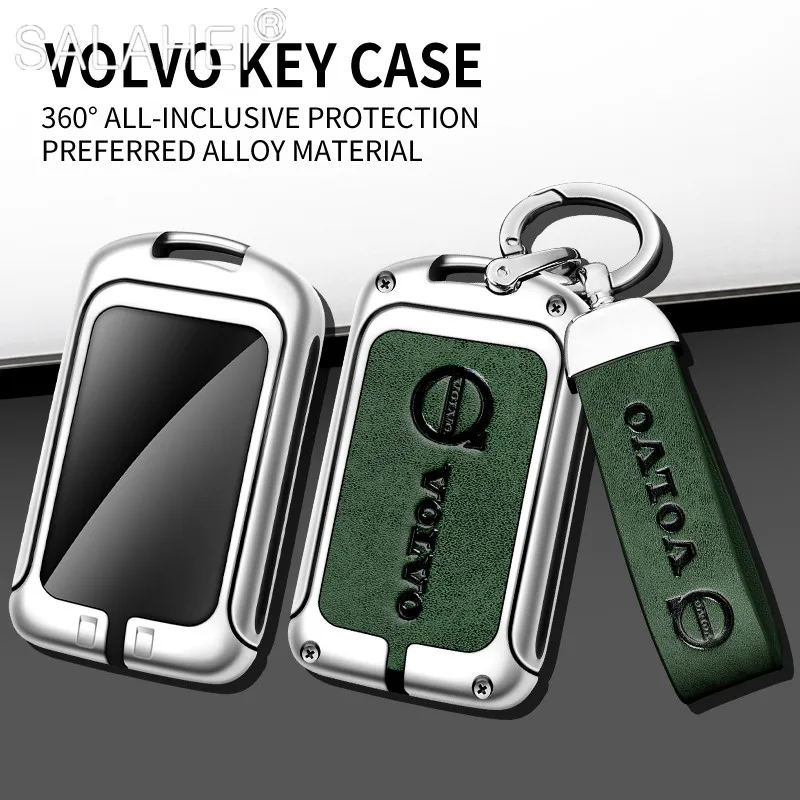 

Car Metal Leather Key Case Cover Shell Key Bag Holder Protection For Volvo S60 S90 XC40 XC60 XC90 V60 V90 Keychain Accessories