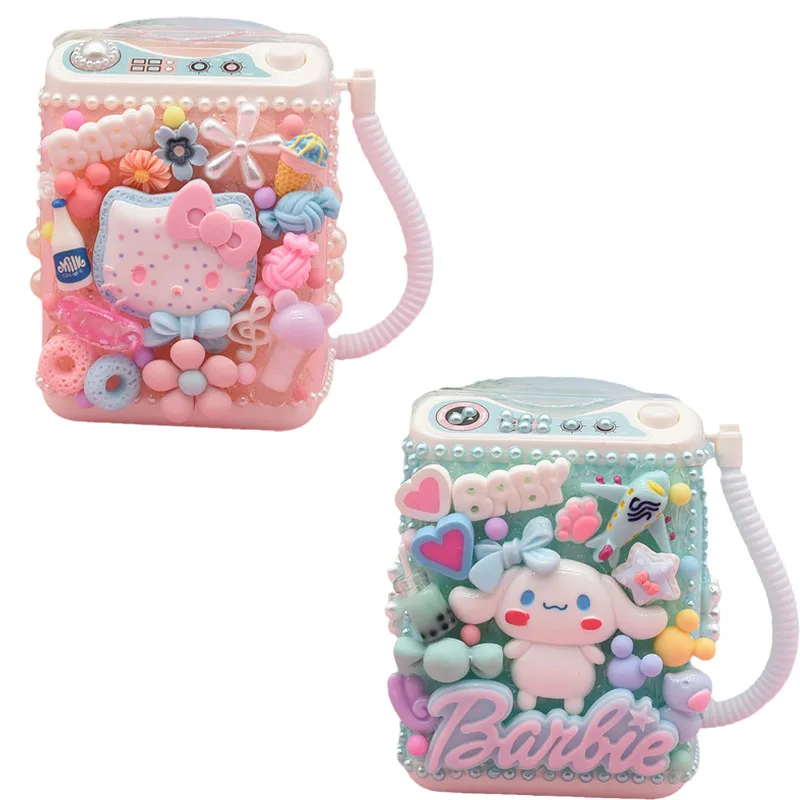 

Sanrios Kittys Cinnamoroll Anime Kawaii Mini Washing Machine Material Package Make Imitation Furniture Cream Glue Ornaments
