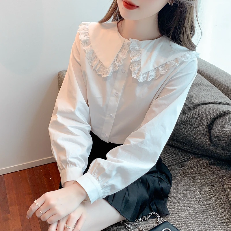 

Блузка женская с отложным воротником, модный топ, базовая одежда, элегантная однобортная рубашка, 980J, на осень