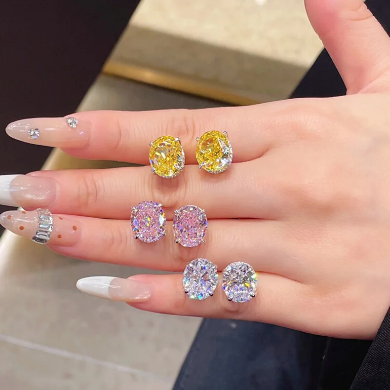 Фото Изящные ослепительные серьги-гвоздики с кубическим цирконием в форме ледяного цветка (желтые, розовые, белые) для женщин, элегантные украшения для вечеринок и повседневной носки, подарок №1