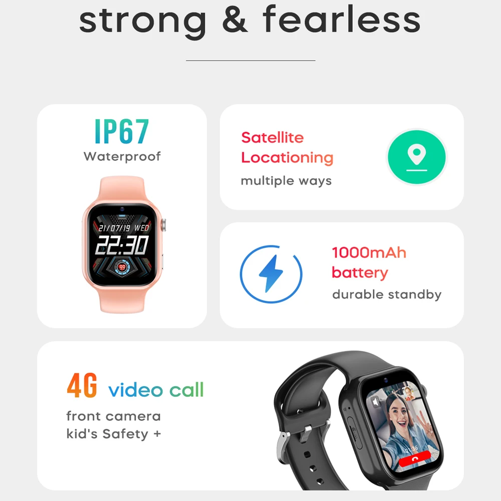 Детские Смарт-часы 4G GPS LBS Wi-Fi