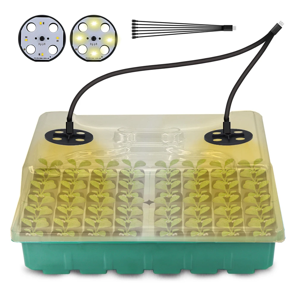 

XXL 48-Cell Grow Light Nursery Seeds Germination Box Full Spectrum Plant Seedlings Growing Tray for Containers Home & Greenhouse