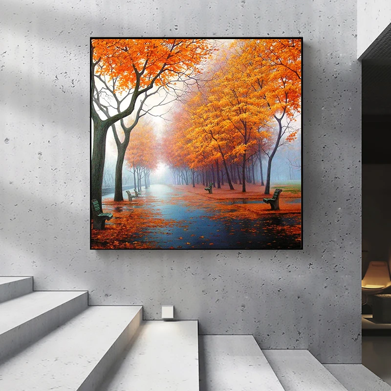 

5d Diamond Paintings Maple Leaf Autumn Scenery DIY Cross Stitch Jewelry Embroidery Art Picture Painting Kits Home Decoration