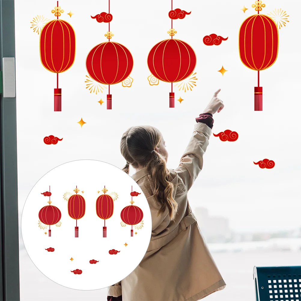 

1 Set New Year Window Clings Chinese New Year Stickers Lantern Window Clings