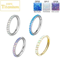 f136 titanium nose rings hinged segment septum clicker opal earrings labret ear tragus helix cartilage daith perforated jewelry