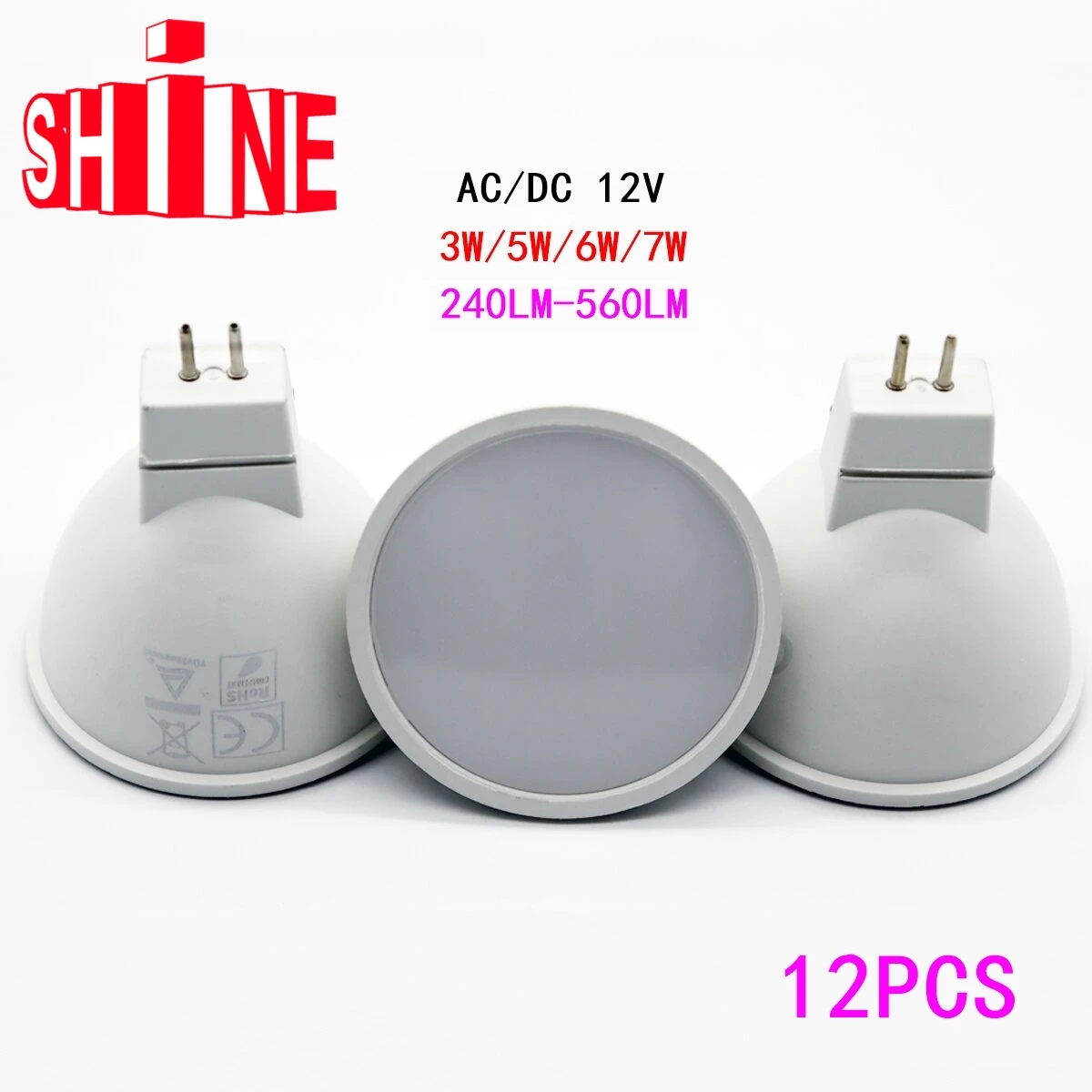 

12PCS LED Spotlight MR16 GU5.3 low pressure AC/DC 12V 3W 5W 6W 7W Light Angle 120 degrees Warm White Day Light LED Light Lamp