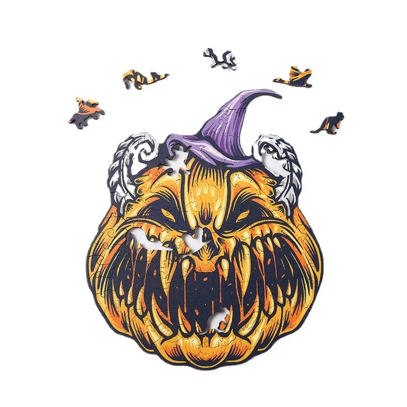 

Забавные пазлы в виде тыквы разной формы, мультяшная головоломка в виде тыквы на Хэллоуин, деревянная головоломка, детские развивающие игру...