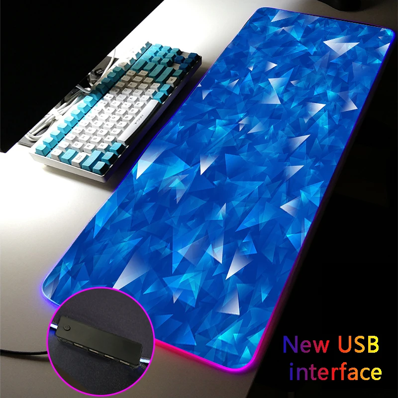 

RGB Mouse Pad Backlight Bule Gaming Accessories MousePad Typec Interface High Quality Texture Rug Multiple Interfaces Desk Mats