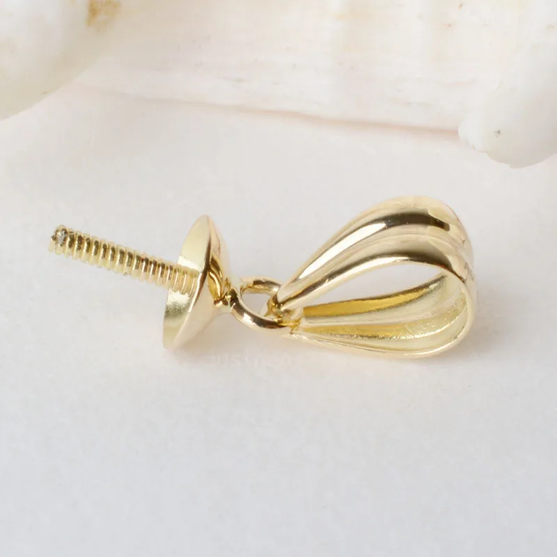 

18karat gold pinch bail pendant clasp connector,bead caps with peg for half drilled beads pendant necklace diy