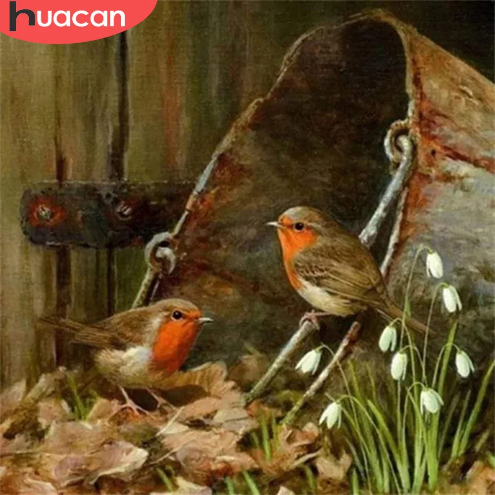 

Алмазная живопись HUACAN, Набор для вышивки 5D с изображением птиц, животных, квадратная/Круглая Мозаика, креативное украшение для дома, хобби