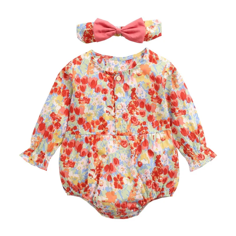 Baby Girl Clothes New Born Baby Items Baby Girl Bodysuit Long Sleeves Spring & Autumn Cotton Floral Baby Romper Girl Bodysuit