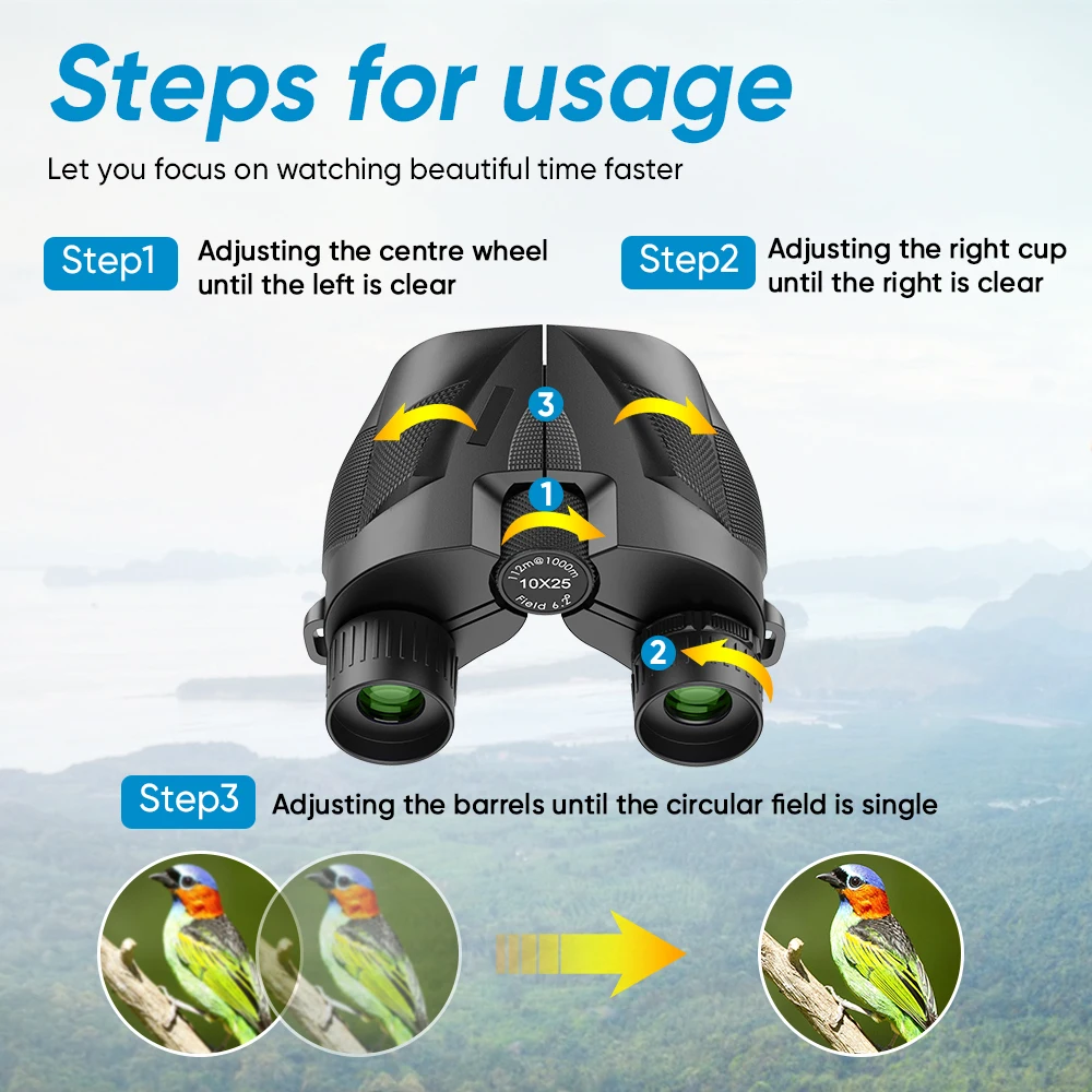 APEXEL Professional Binoculars 10X25 With BAK4 Prism High Powered Zoom Binocular Portable Hunting Telescope For Sports Travel