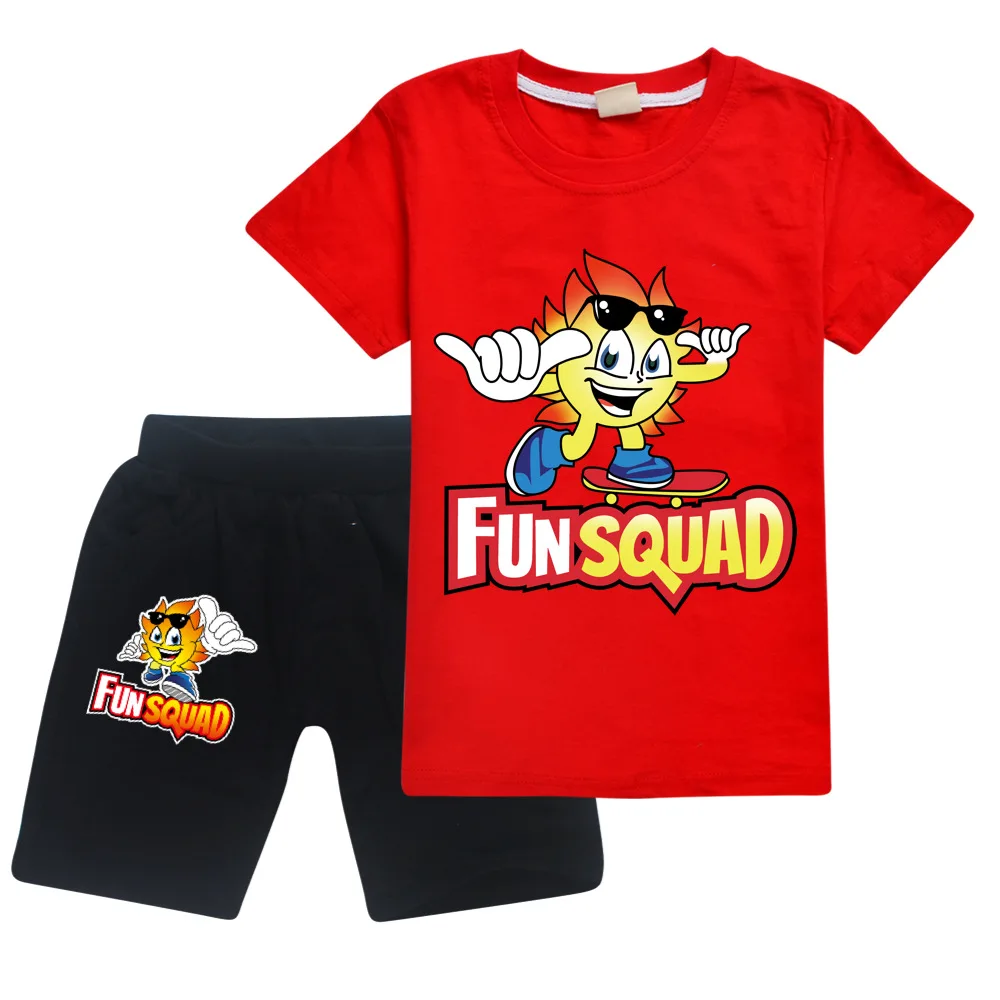 Fun Squad Game Kids Sets Summer Girls Casual Cartoon 3D Print T Shirts+Short Pants 2 Pieces Casual Costumes Suits 2-16Y
