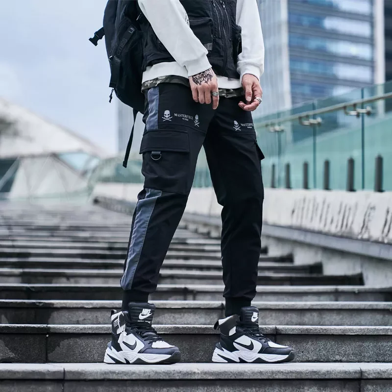 

Men Fashion Harajuku Streetwear Men Pants Black Joggers Sweatpant Multi-Pocket Casual Harem Pants Hip Hop Cargo Pants
