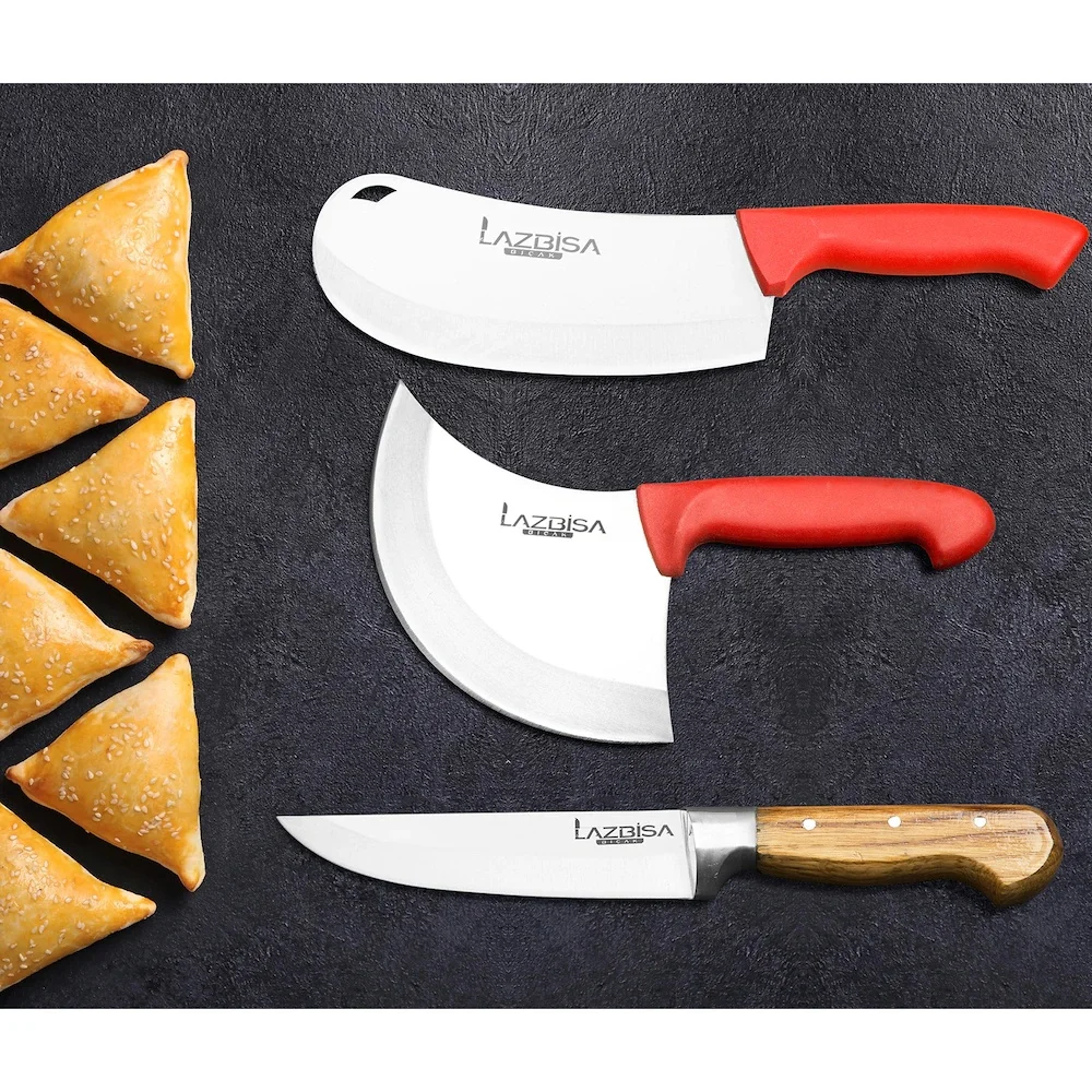 

Lazbisa Kitchen Knife Set Meat Mincer Butcher Chicken Pita Onion Pizza S