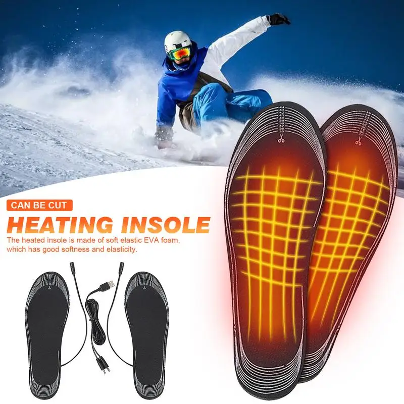USB Heated Shoe Insoles Electric Foot Warming Pad Feet Warmer Sock Pads Mat Winter Outdoor Sports Heating Insole Winter Warm