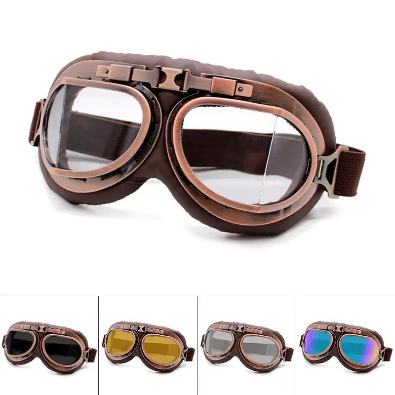 

RetroVintage Moto Classic Goggles Motorcycle Goggles Glasses for Bike Copper Helme Harley Pilot Steampunk ATV