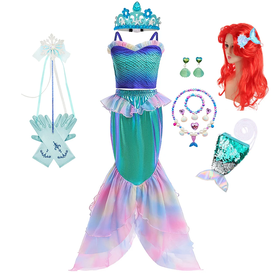 Live Action Mermaid Cosplay Dress Girl Birthday Surprise Gift Children Halloween Dress Up Costume Child Carnival Disguise Sets