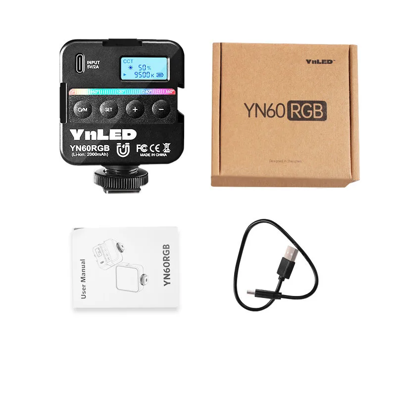 YONGNUO YN60RGB Pocket RGB Video Light 2500K-9500K Adjustable Small Portable LED Video Fill Light With 14 Screw Cold Shoe Seat (art.: 3920bb4a17fd0) - 3920bb4a17fd0