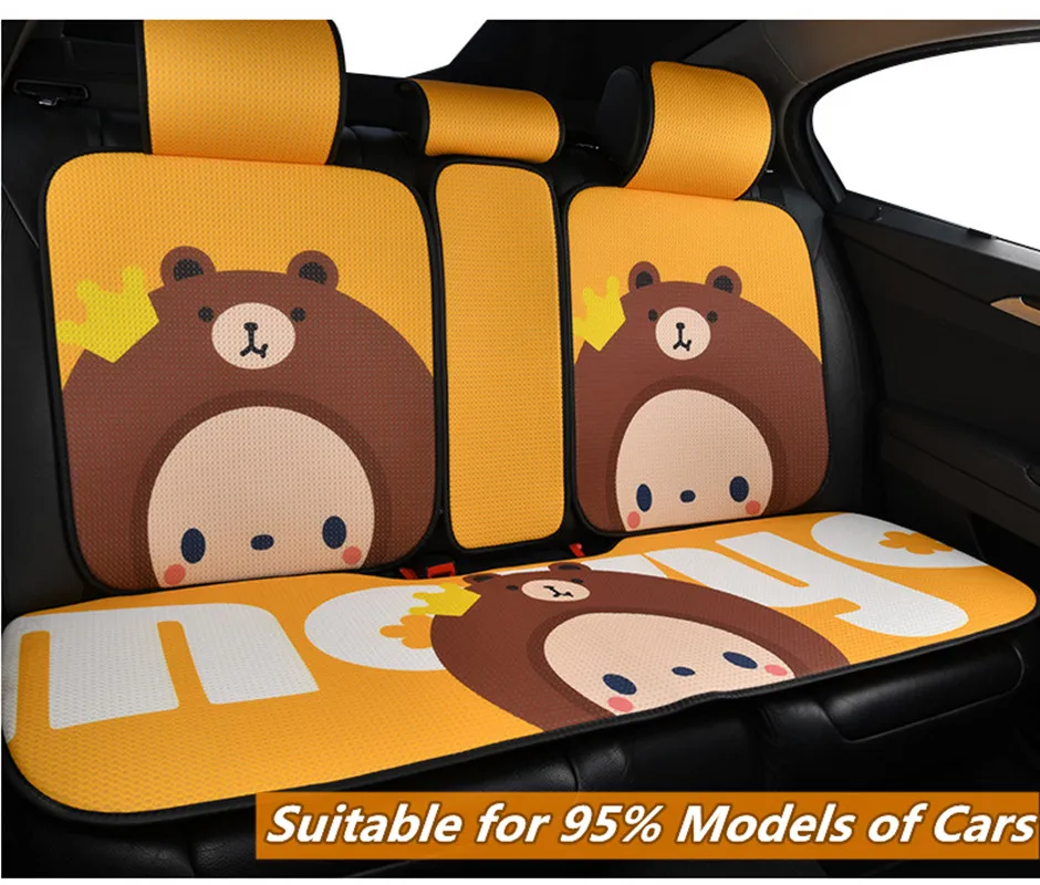 

Cartoon Cute Car Seat Cushion Cover MOKYO Summer Cool Four Seasons Usable 3D Breathable Mesh Anti-Slip Silicone Machine Washable